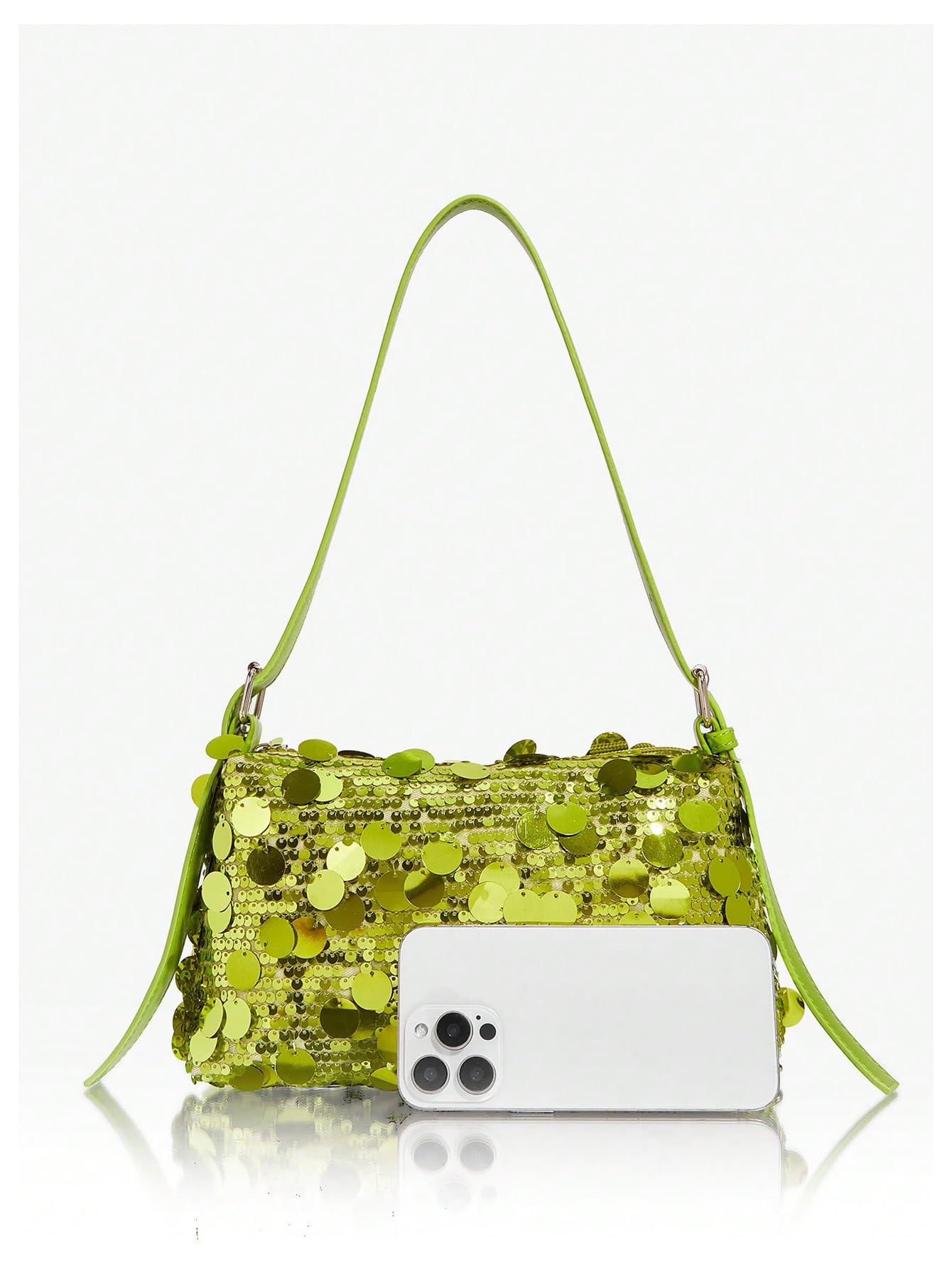 Lime Green Sequin Shoulder Bag - Image 4