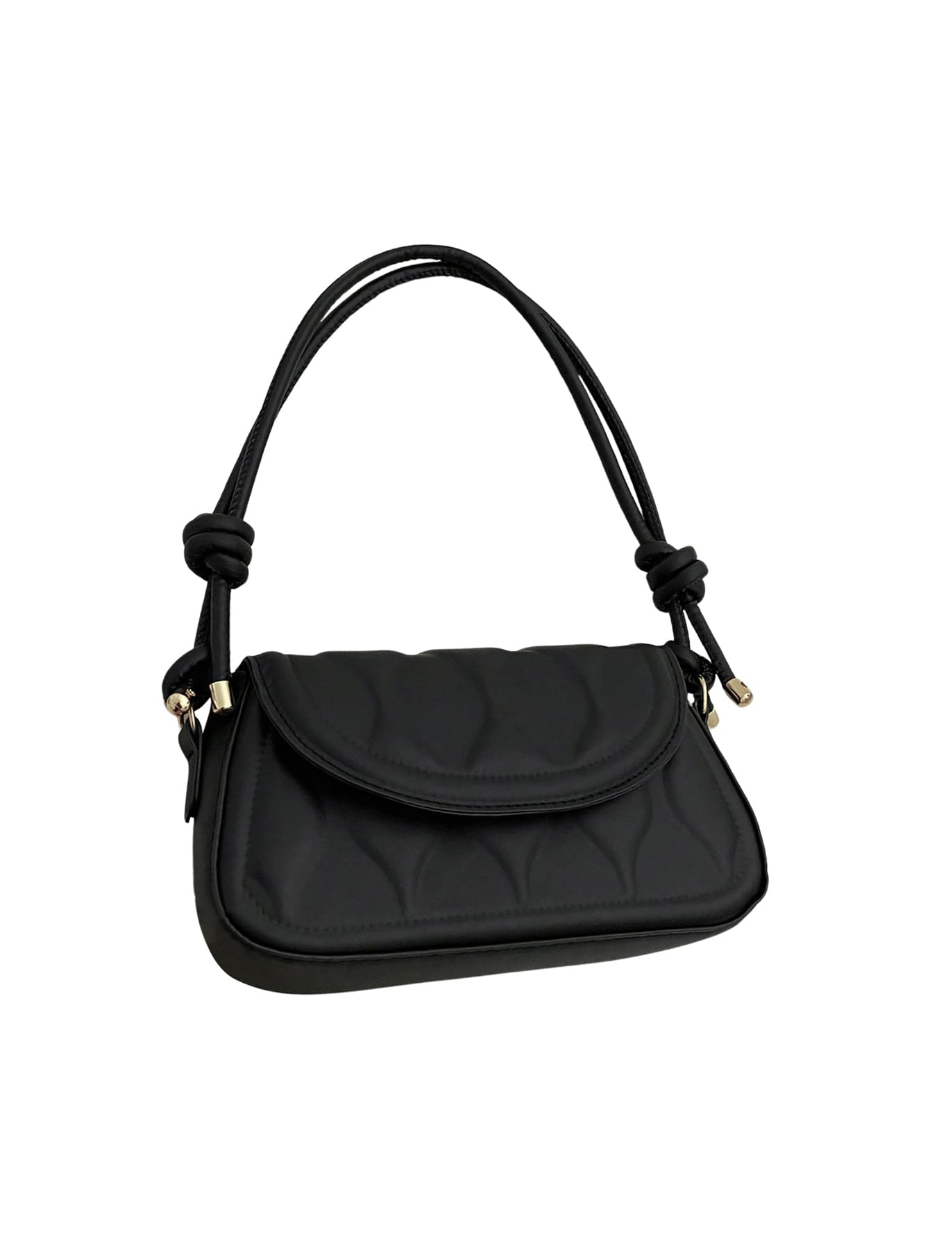 Black quilted flap shoulder bag