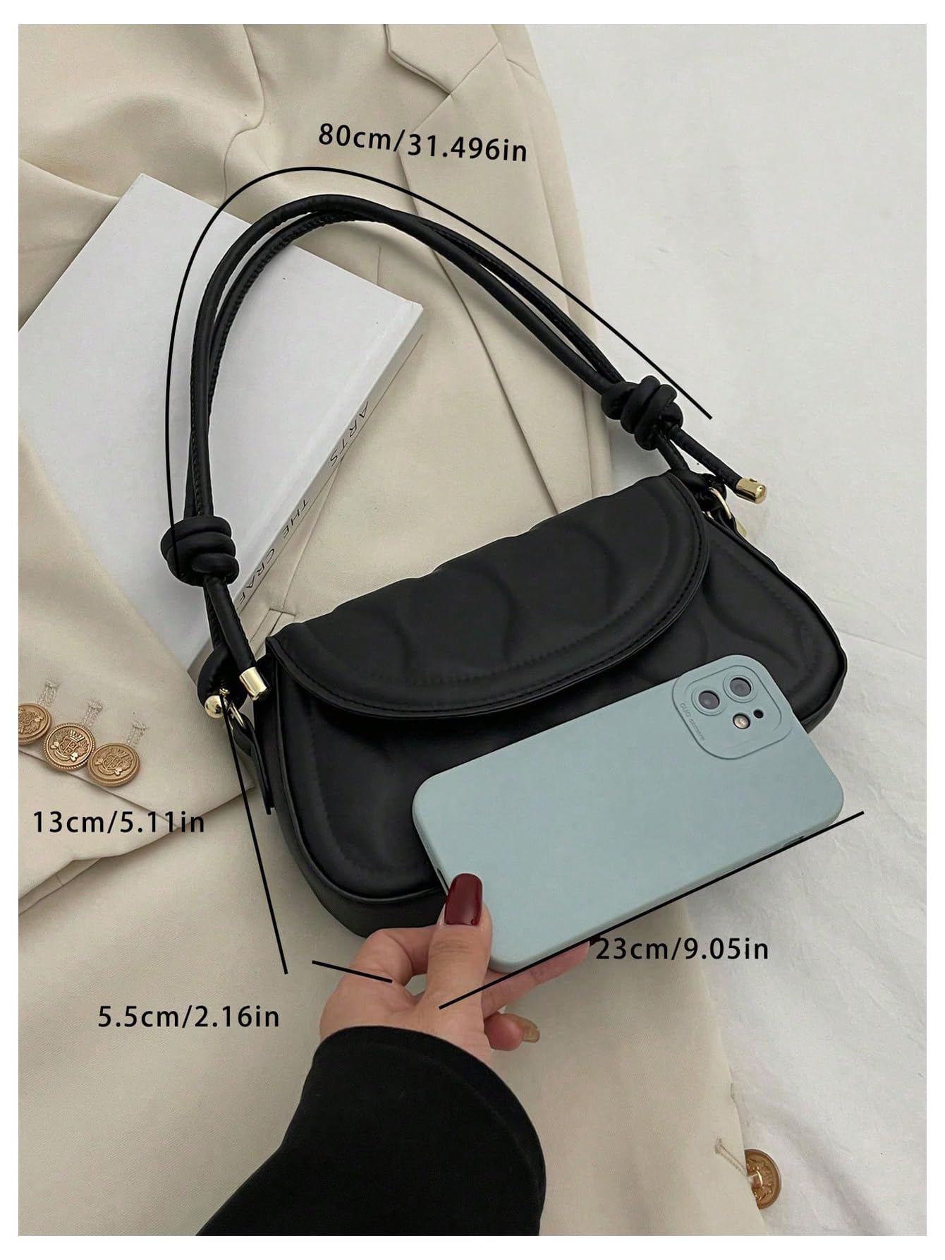 Black quilted flap shoulder bag - Image 4