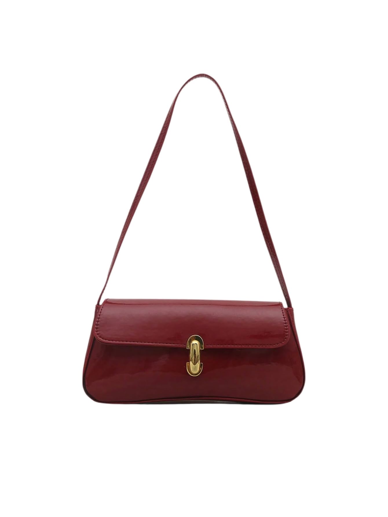 Burgundy minimalist flap shoulder bag