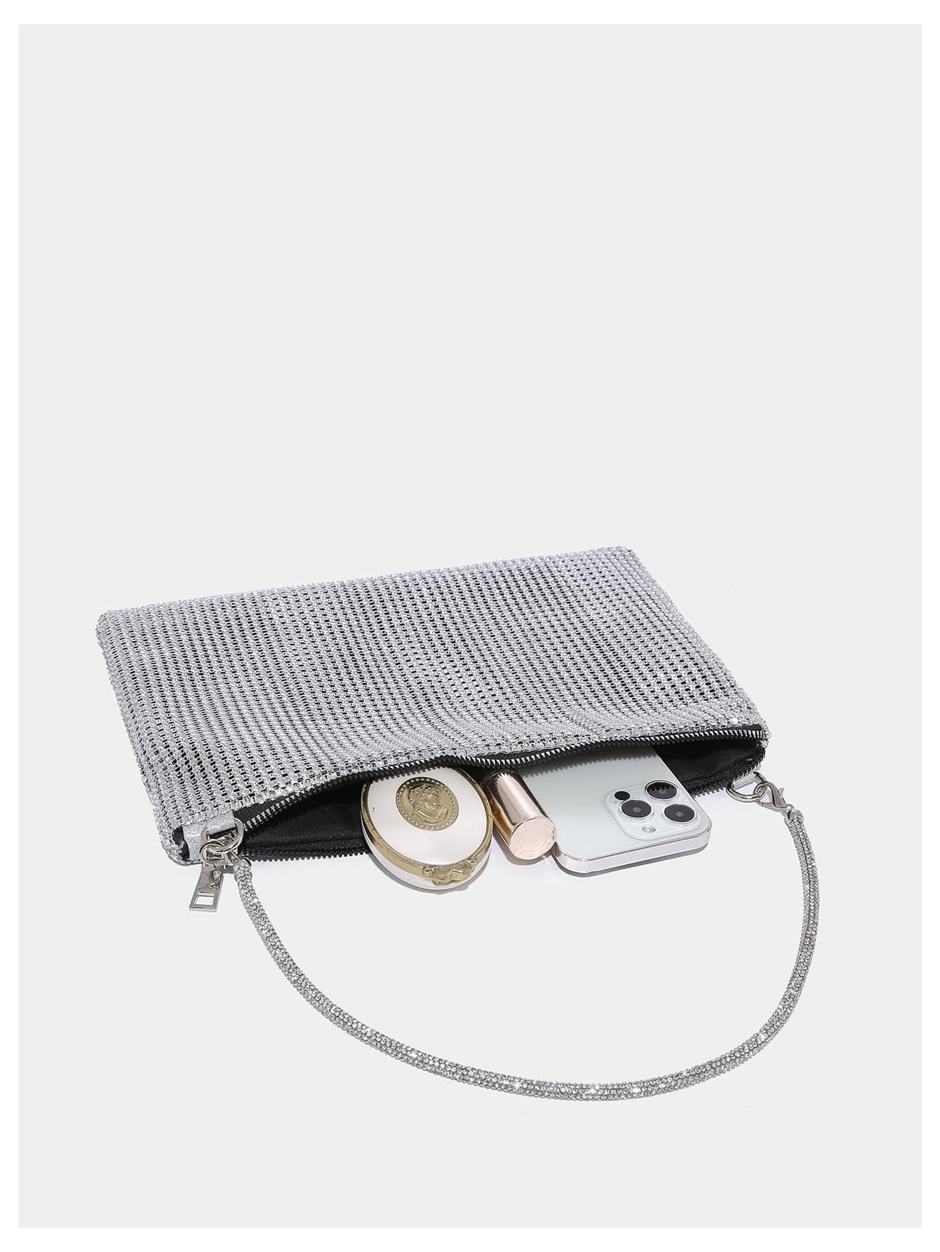 Silver Rhinestone Mesh Shoulder Bag - Image 5