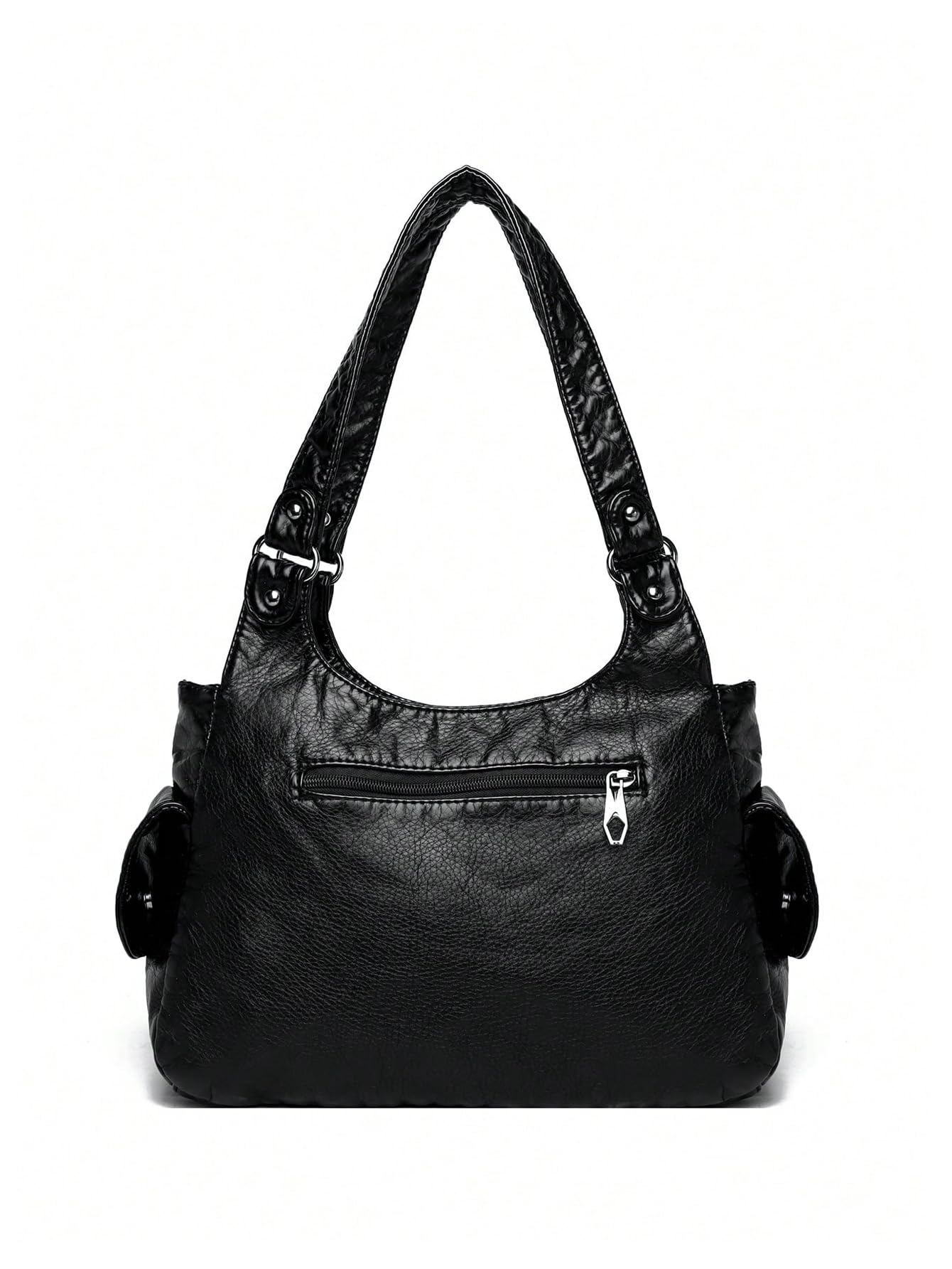 Black Vintage Multi-Pocket Shoulder Bag - Image 2