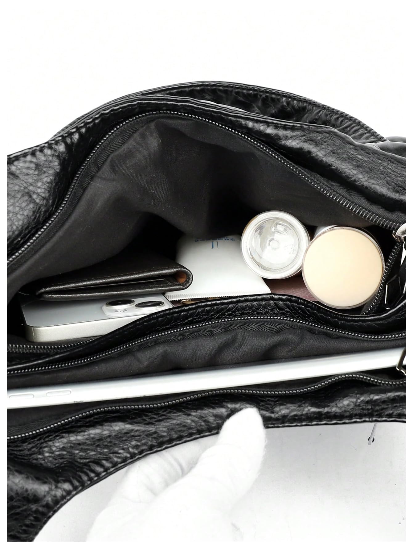 Black Vintage Multi-Pocket Shoulder Bag - Image 6