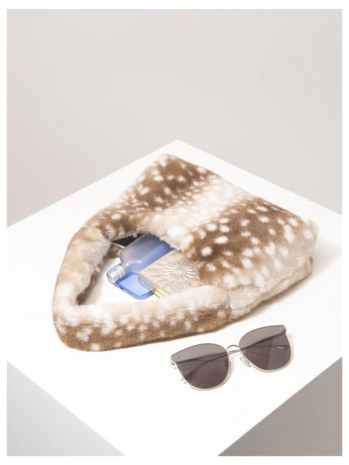 Brown Spotted Faux Fur Shoulder Bag - Image 5