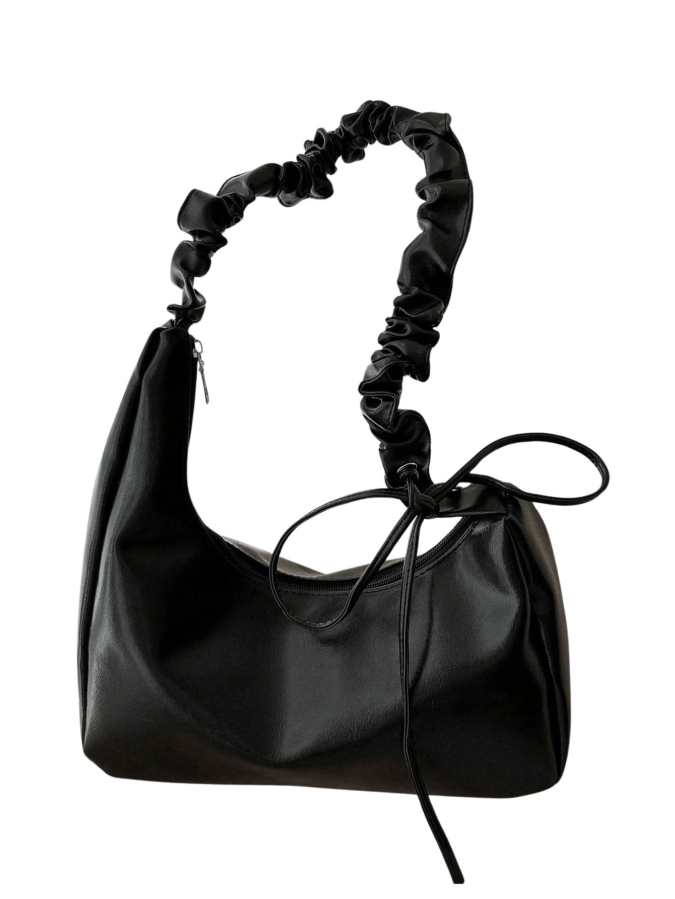 Black Ruched Handle Shoulder Bag