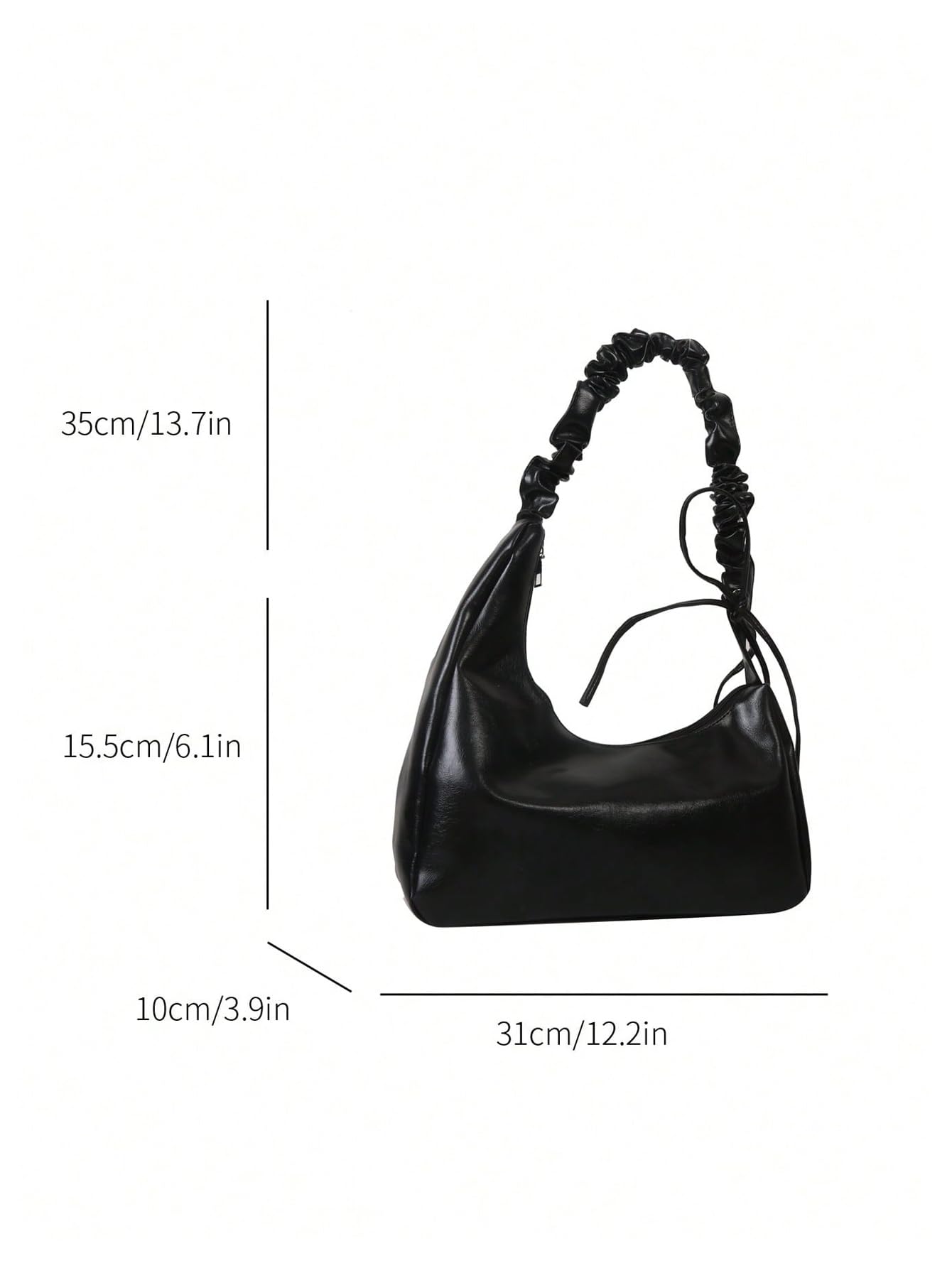 Black Ruched Handle Shoulder Bag - Image 3