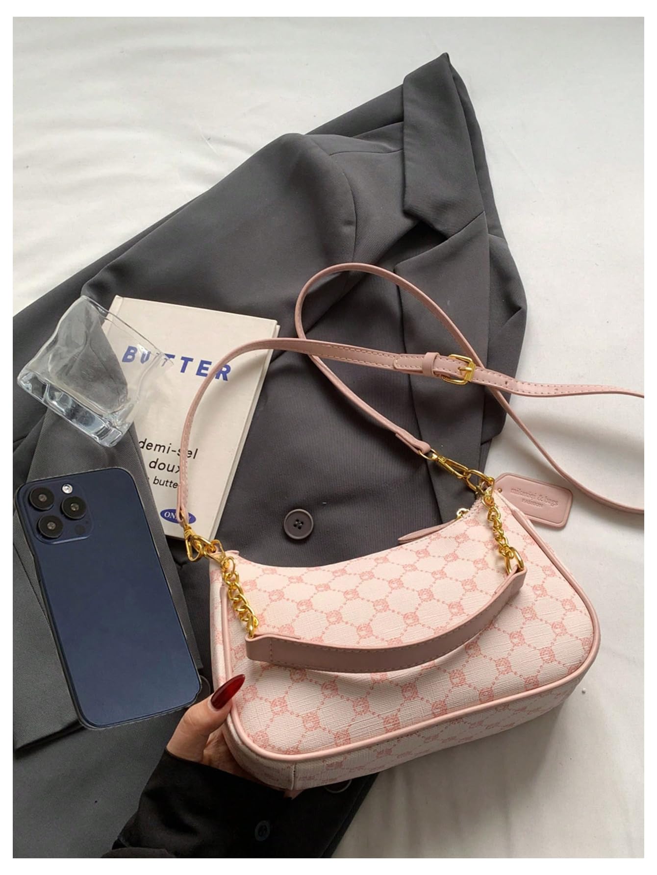 Pink letter print shoulder bag - Image 5
