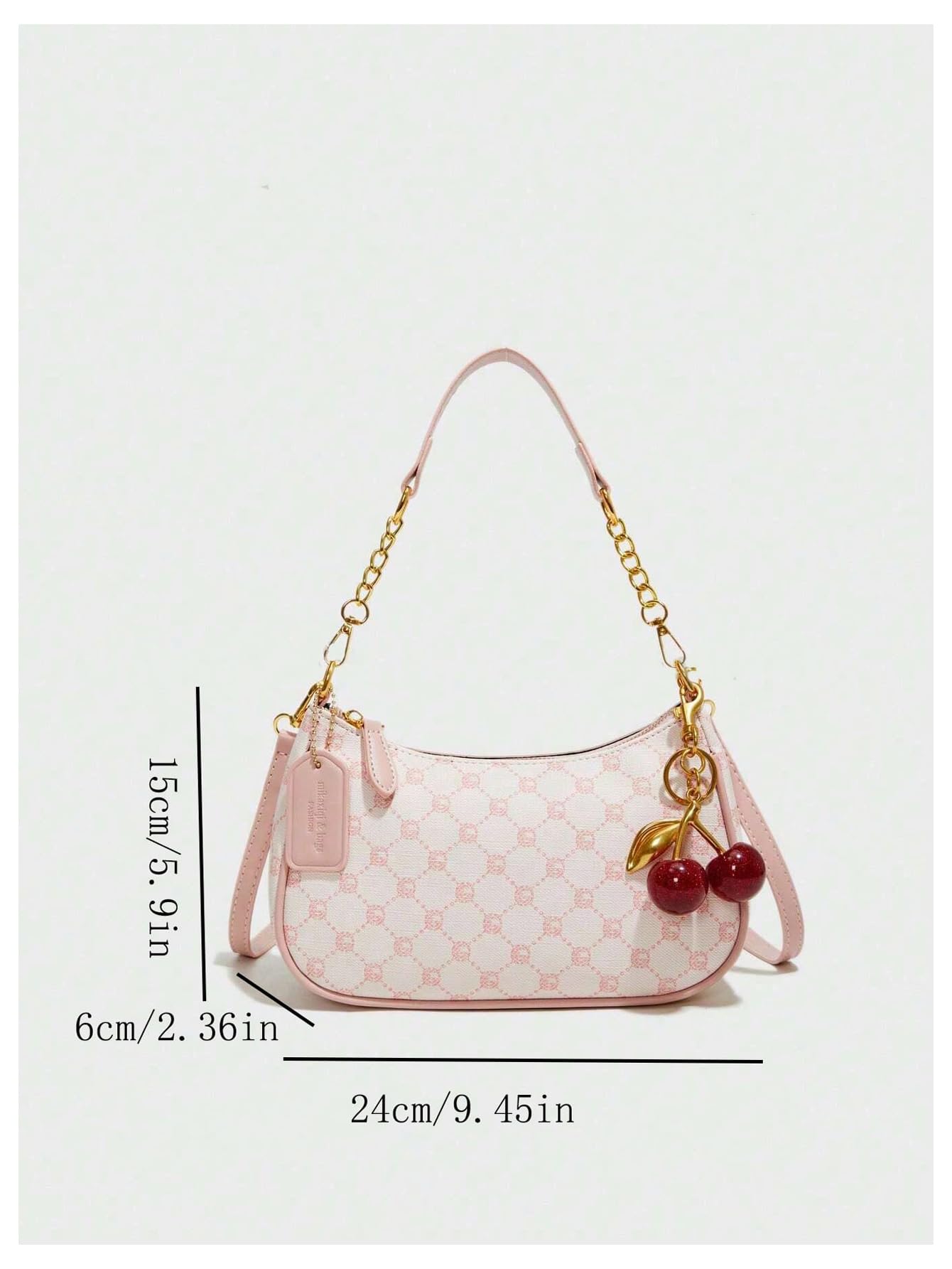 Pink letter print shoulder bag - Image 4