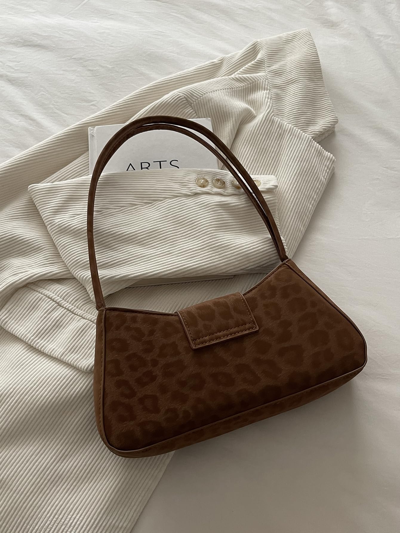 Brown Leopard Print Shoulder Bag with Flap Detail - Image 4
