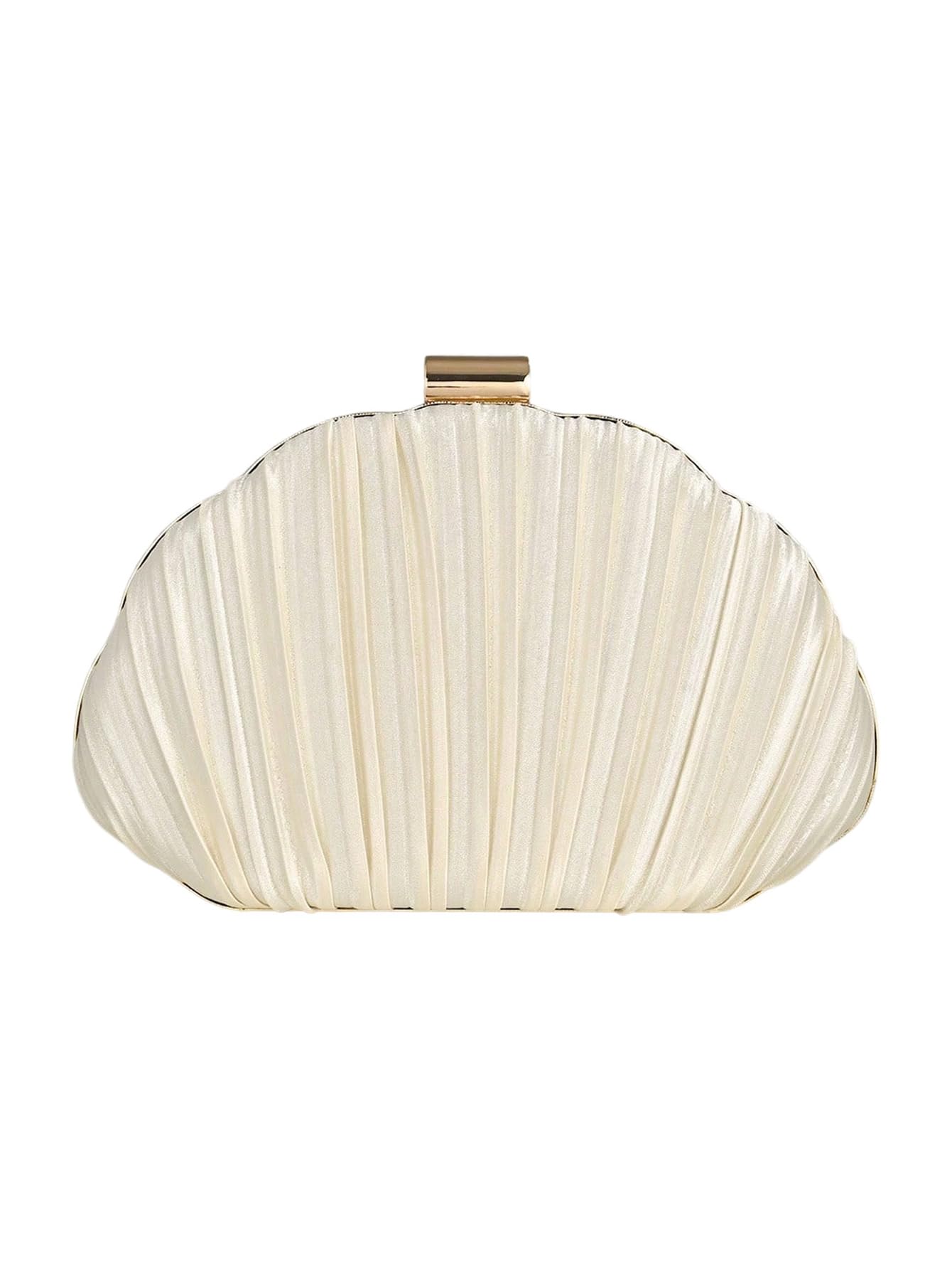 Ivory-colored pleated clutch evening bag