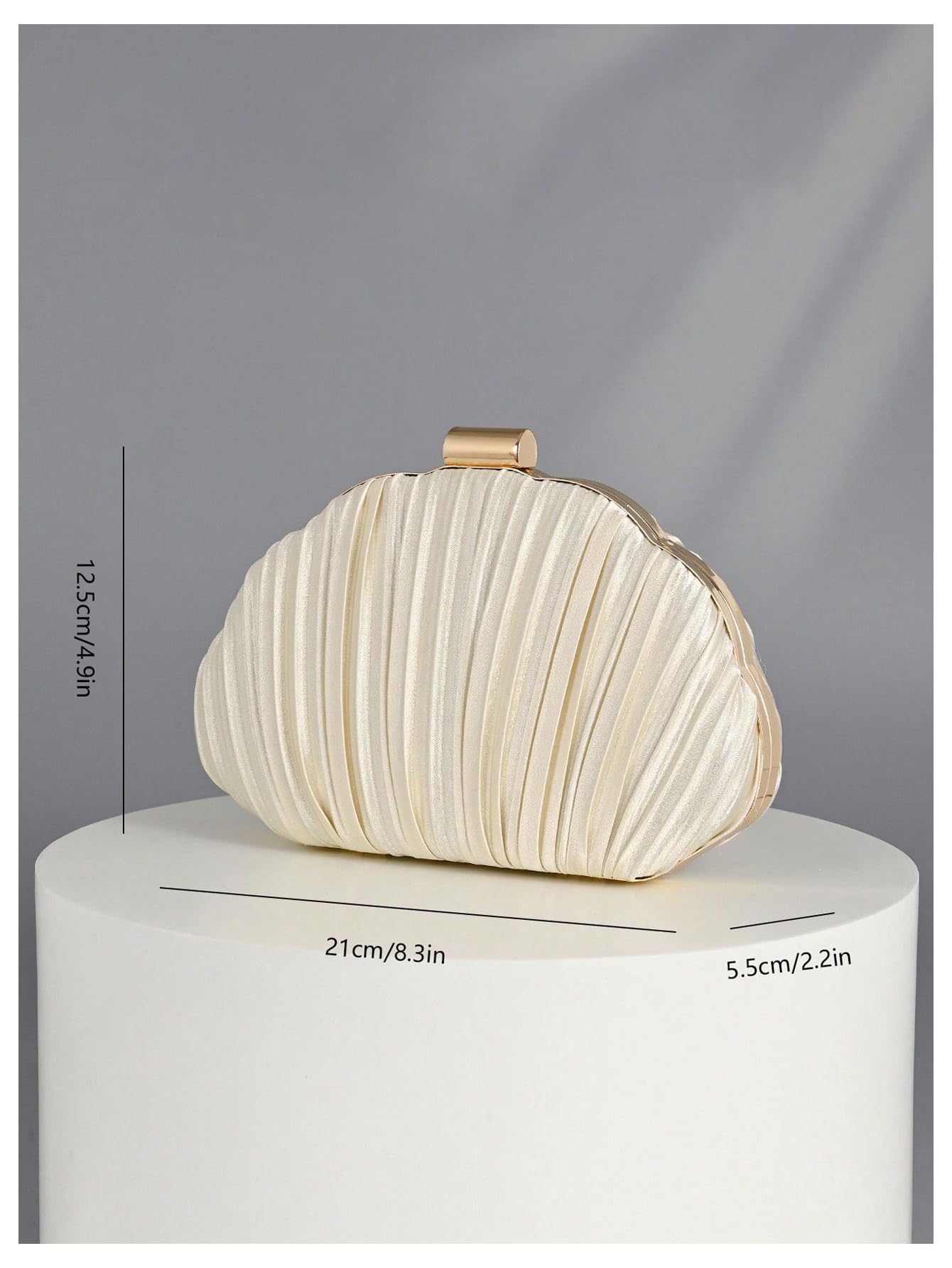 Ivory-colored pleated clutch evening bag - Image 3