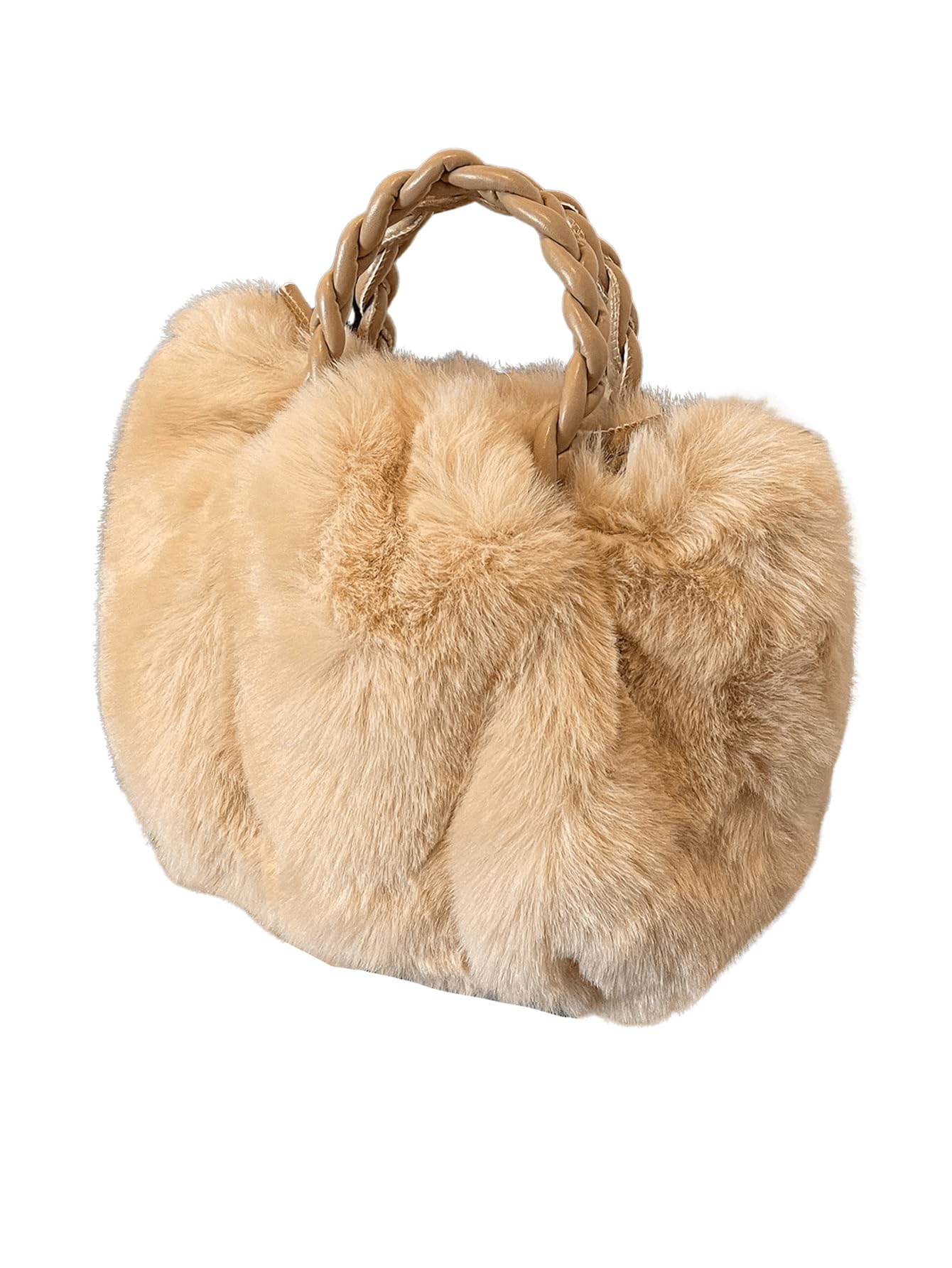 Beige faux fur handbag