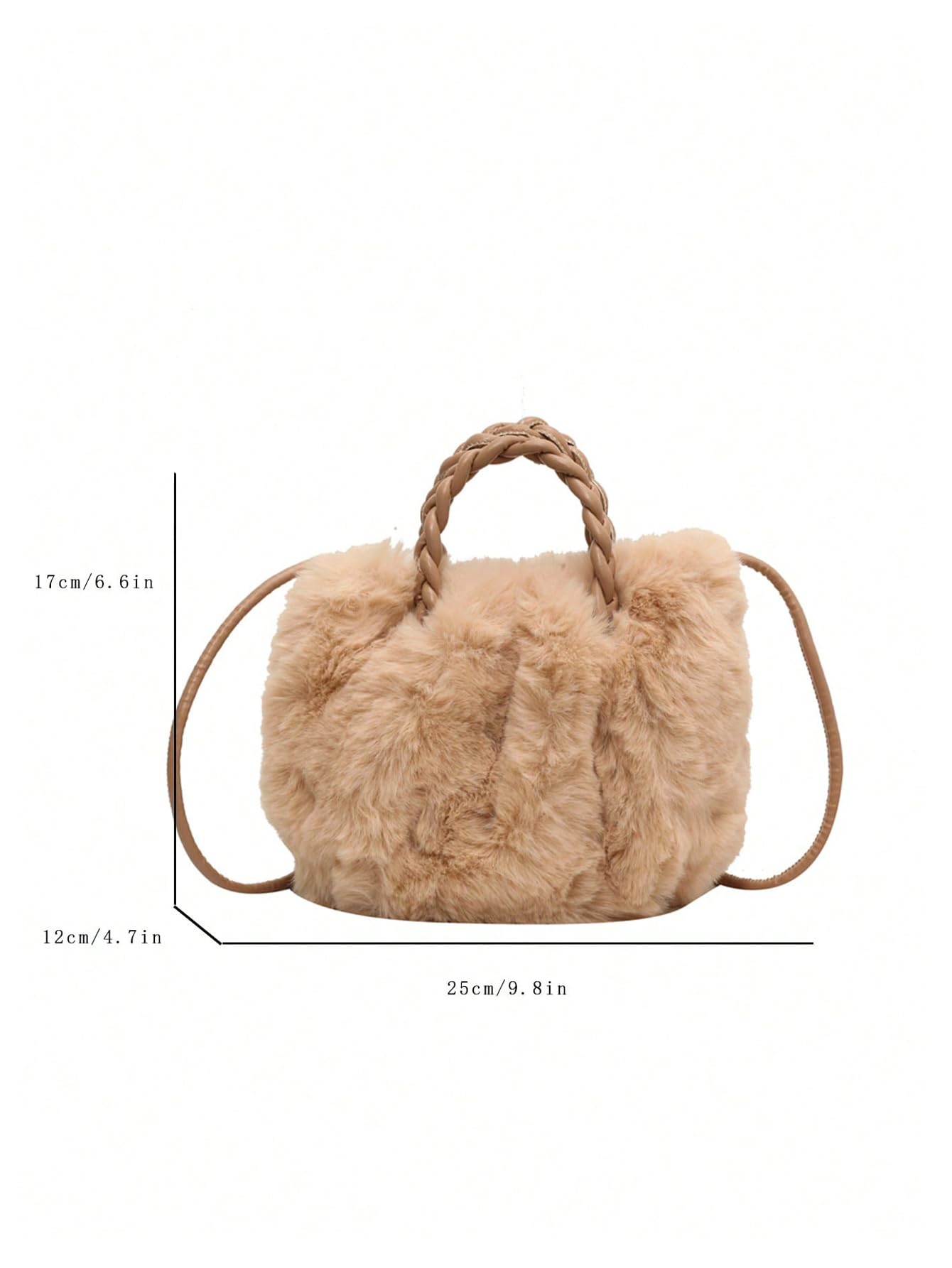 Beige faux fur handbag - Image 5