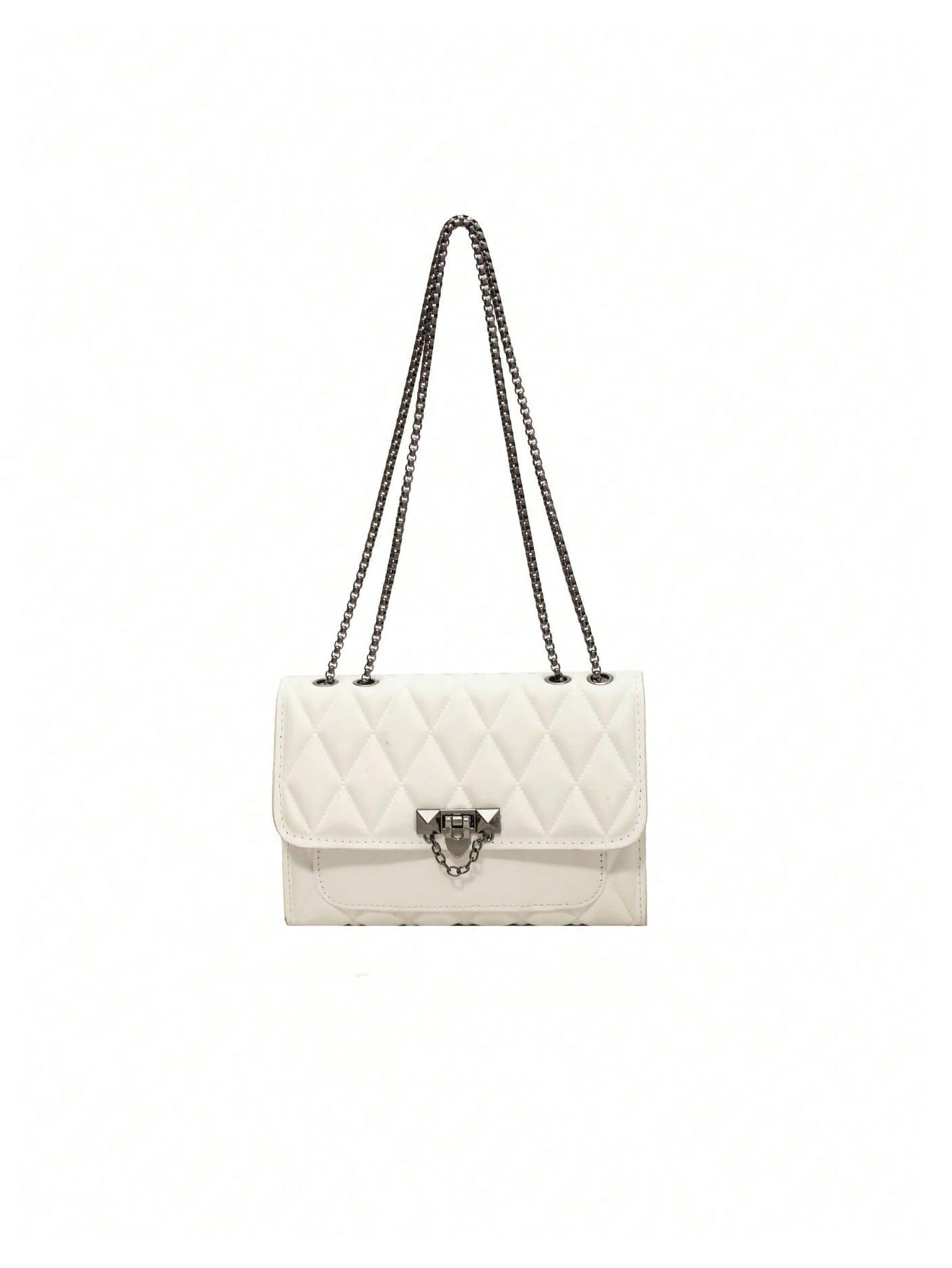 White quilted flap shoulder bag
