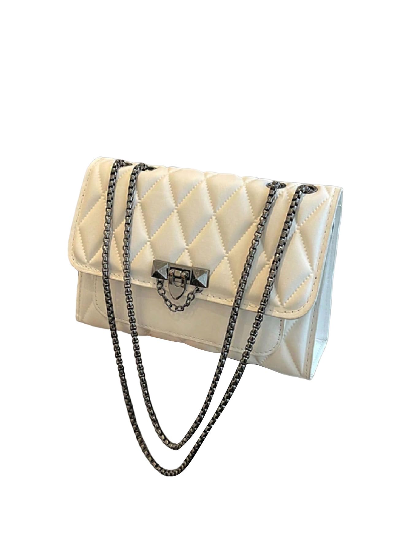 White quilted flap shoulder bag - Image 3