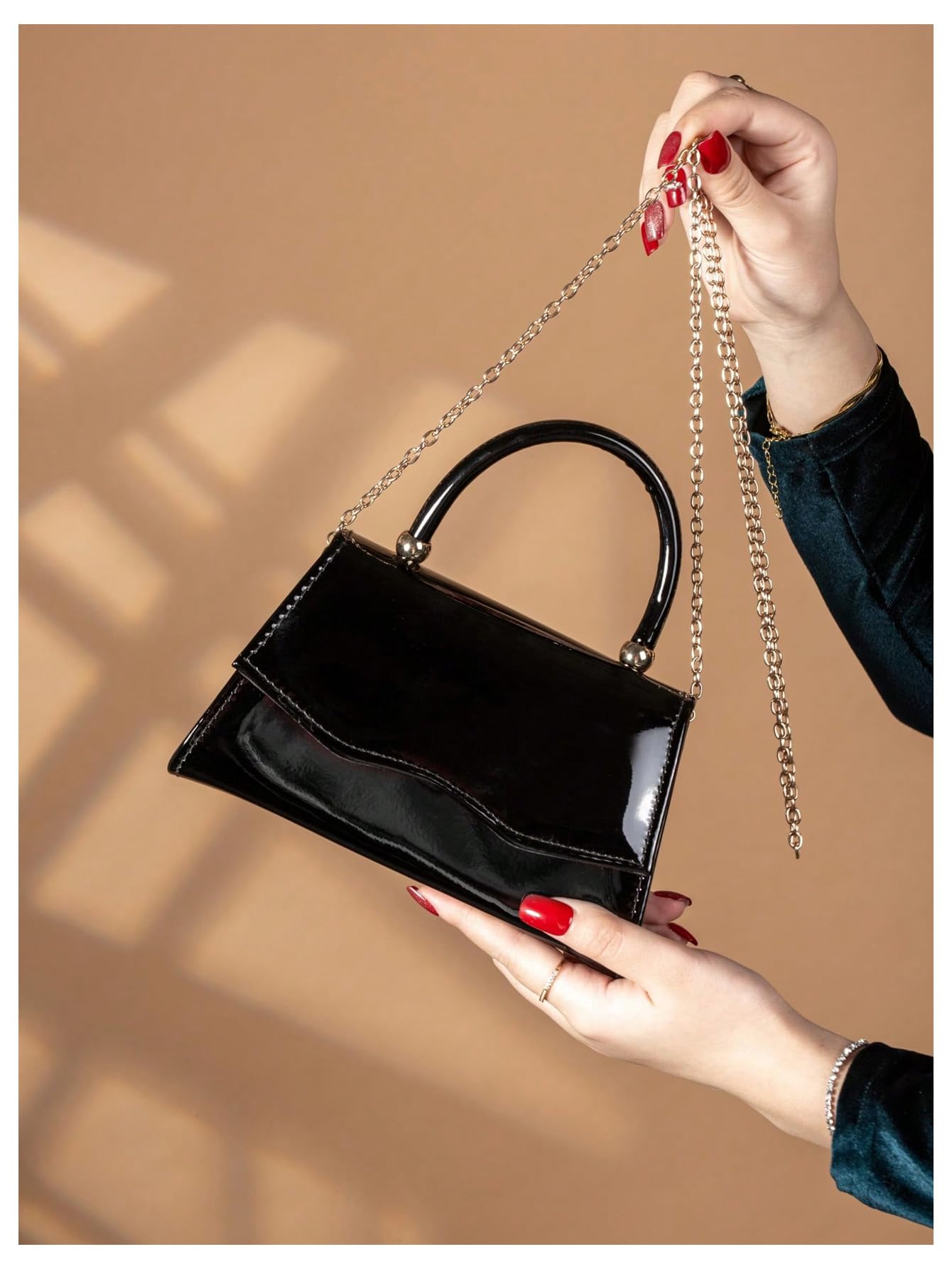 Black structured flap handbag - Image 2