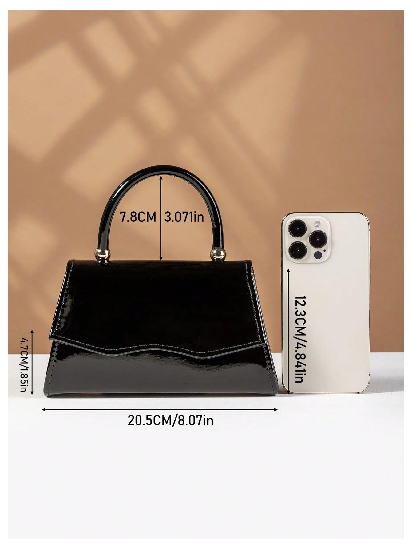 Black structured flap handbag - Image 3