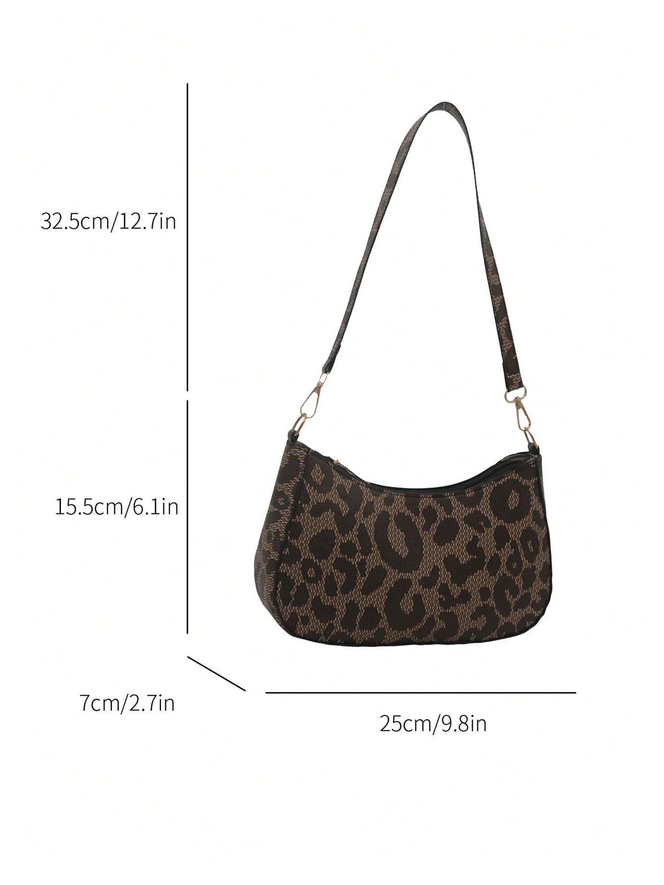 Brown Leopard Print Baguette Shoulder Bag - Image 3