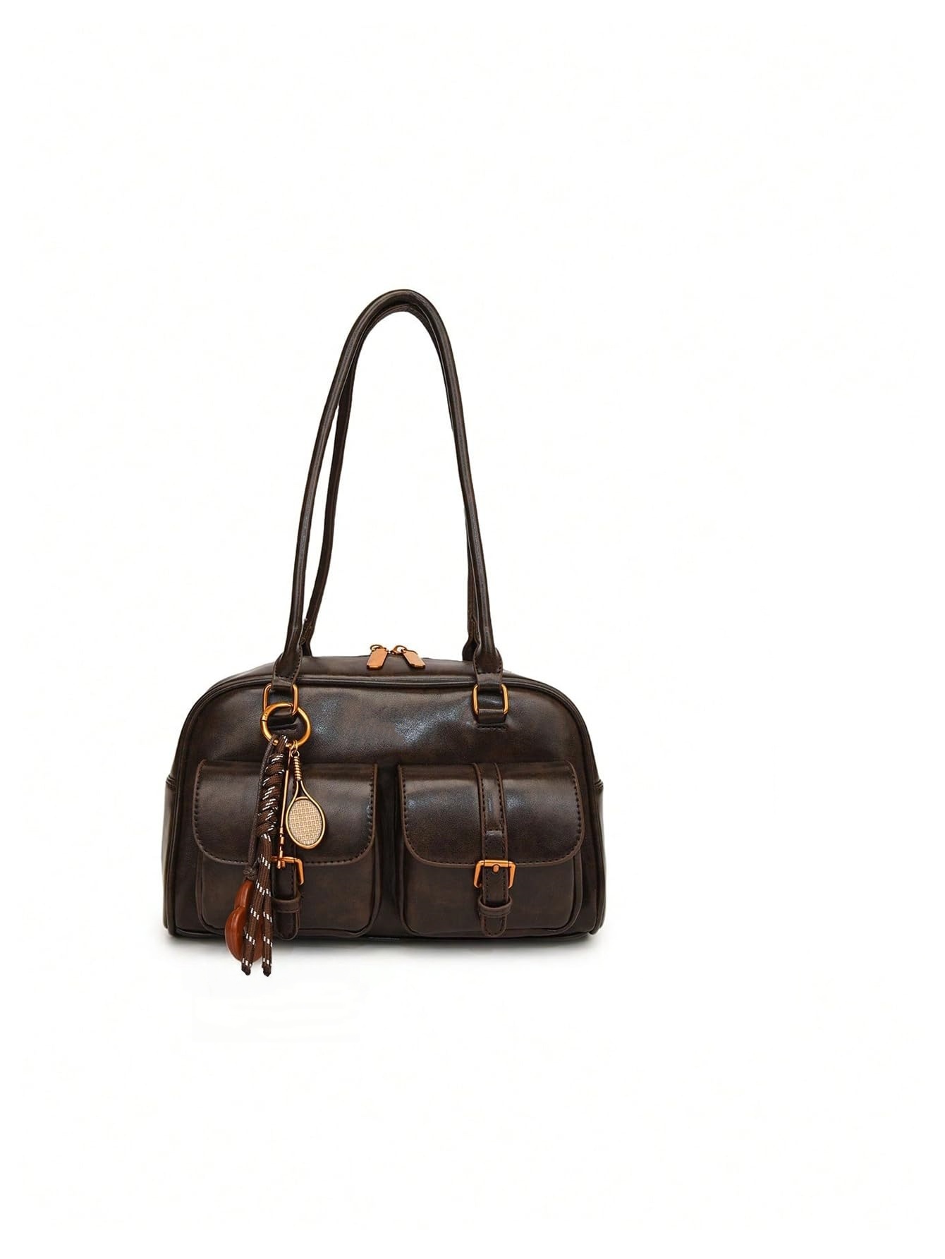 Vintage brown faux leather shoulder bag
