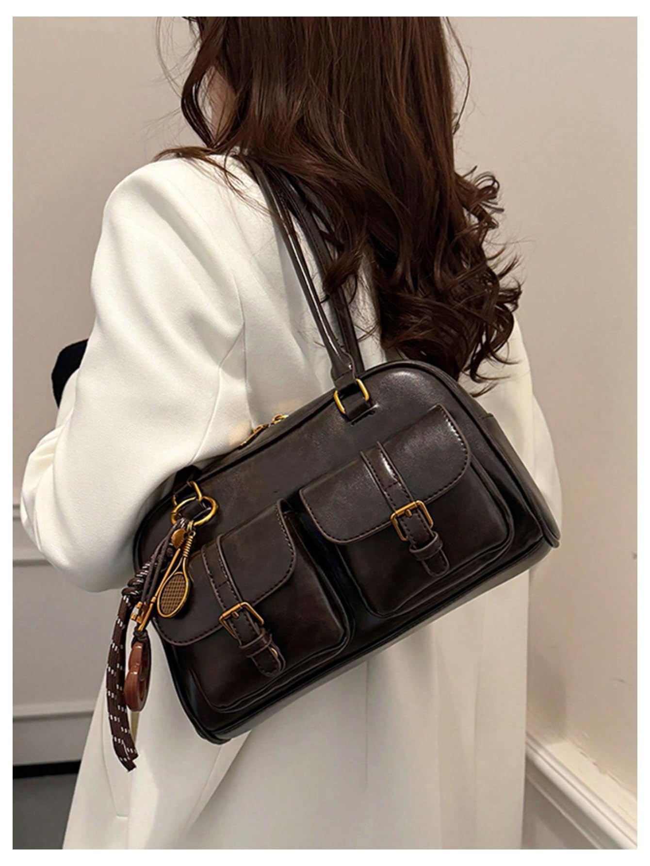 Vintage brown faux leather shoulder bag - Image 2