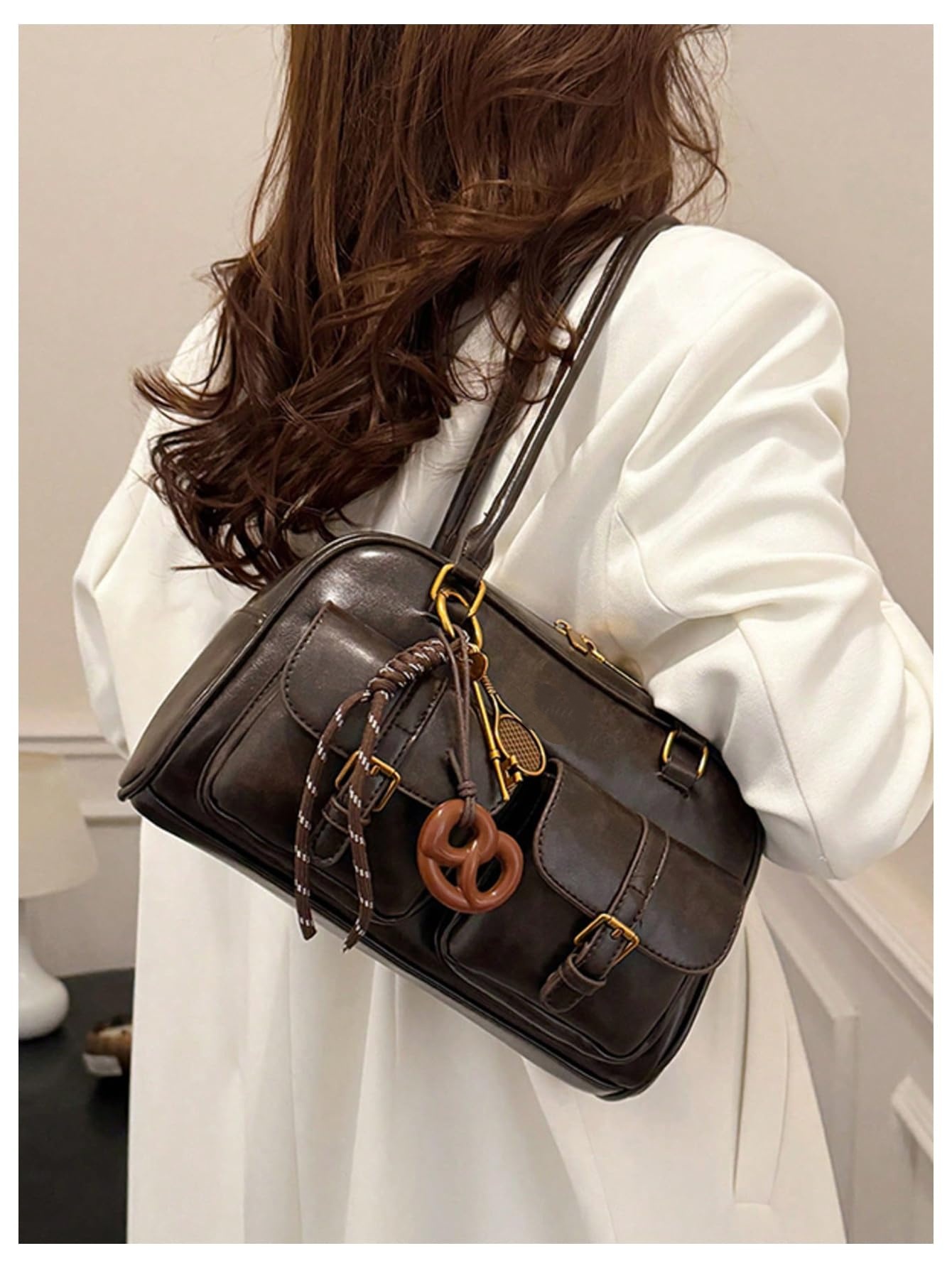 Vintage brown faux leather shoulder bag - Image 5