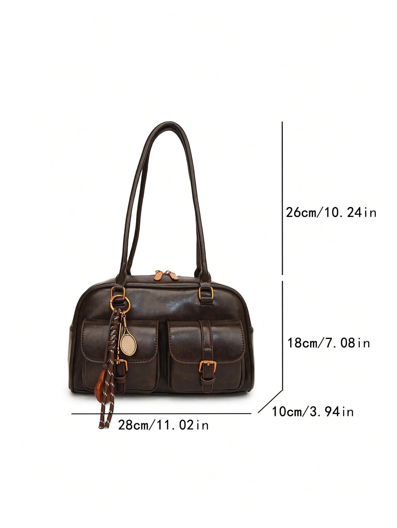 Vintage brown faux leather shoulder bag - Image 3