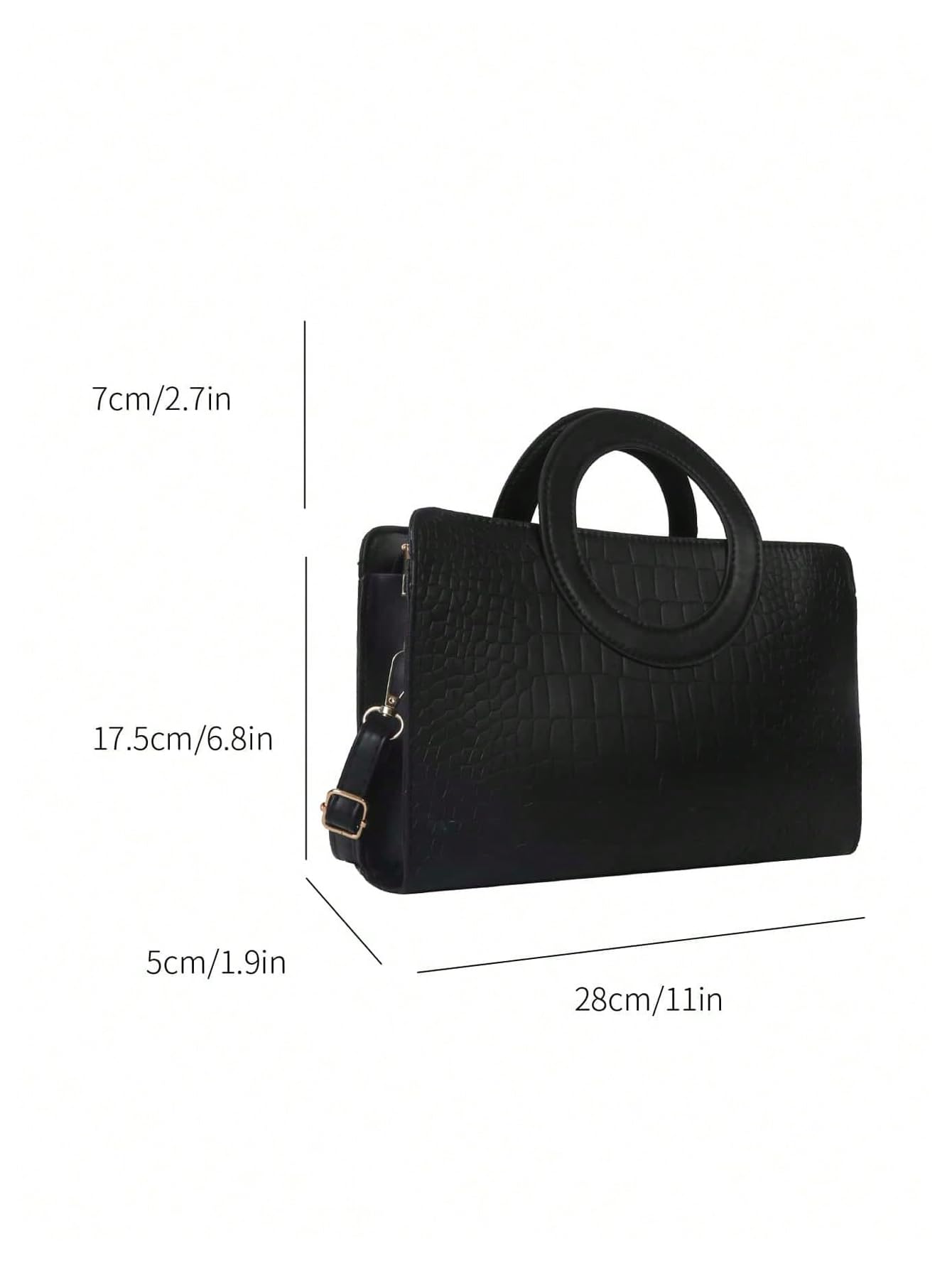 Black crocodile-textured handbag - Image 3
