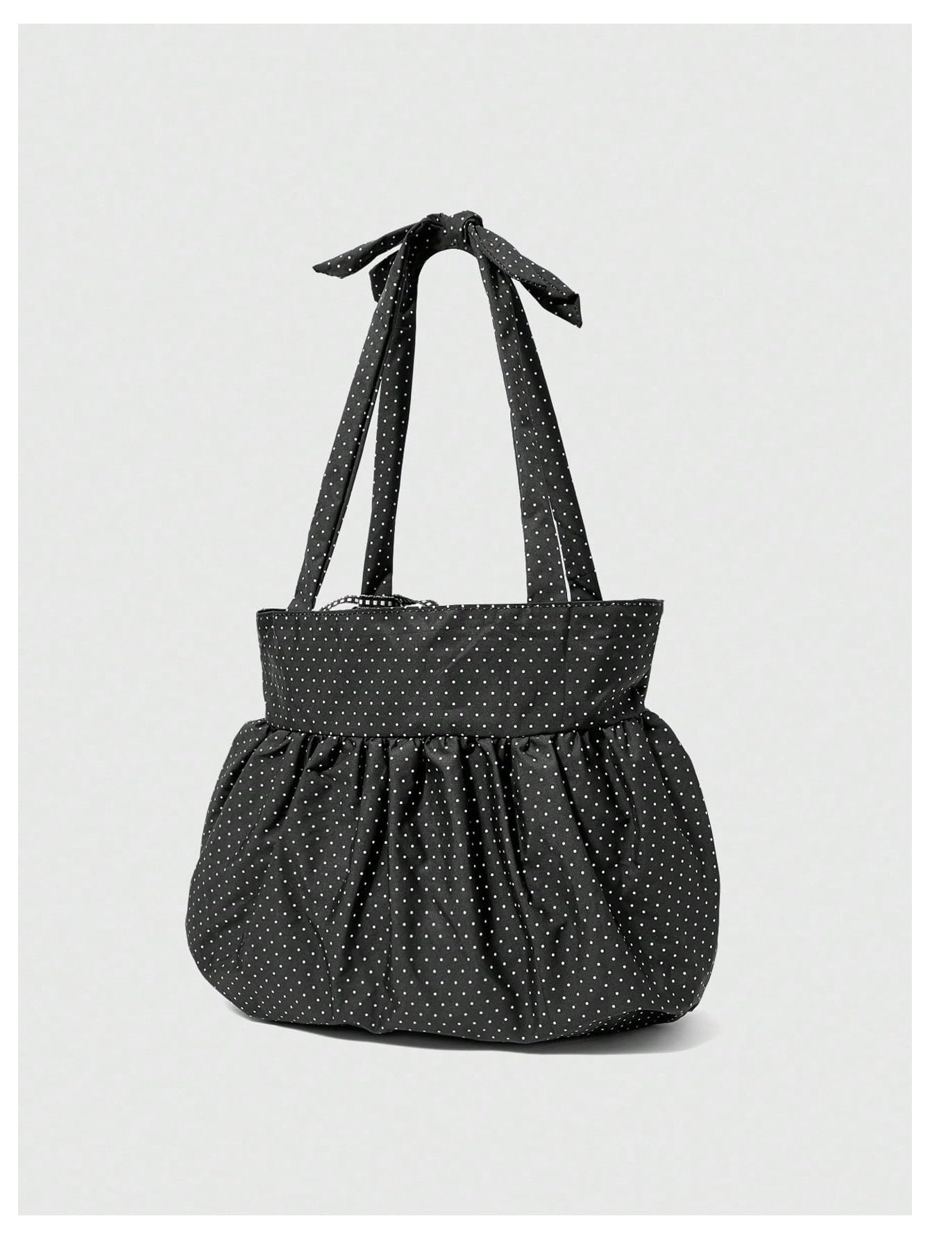 Black polka dot bow shoulder handbag - Image 3