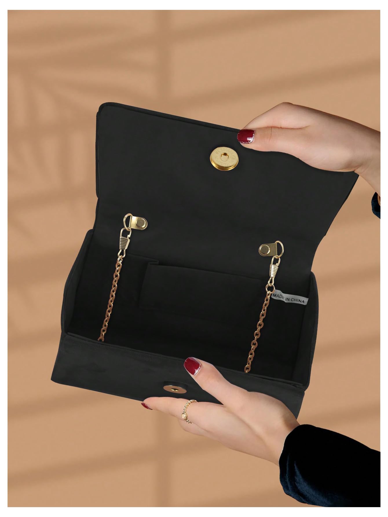 Black Pleated Top Handle Evening Bag - Image 5