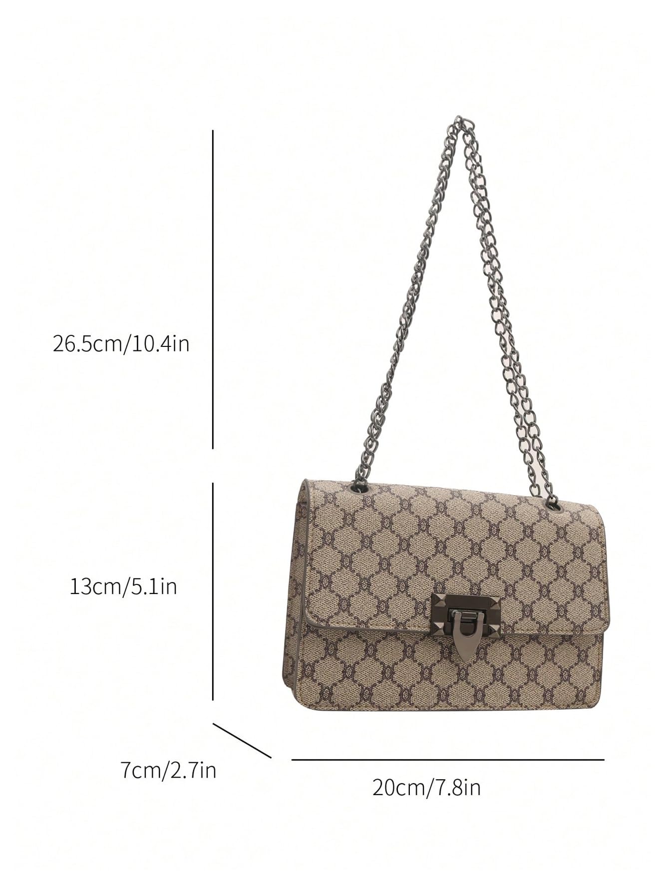 Beige letter pattern flap shoulder bag - Image 3