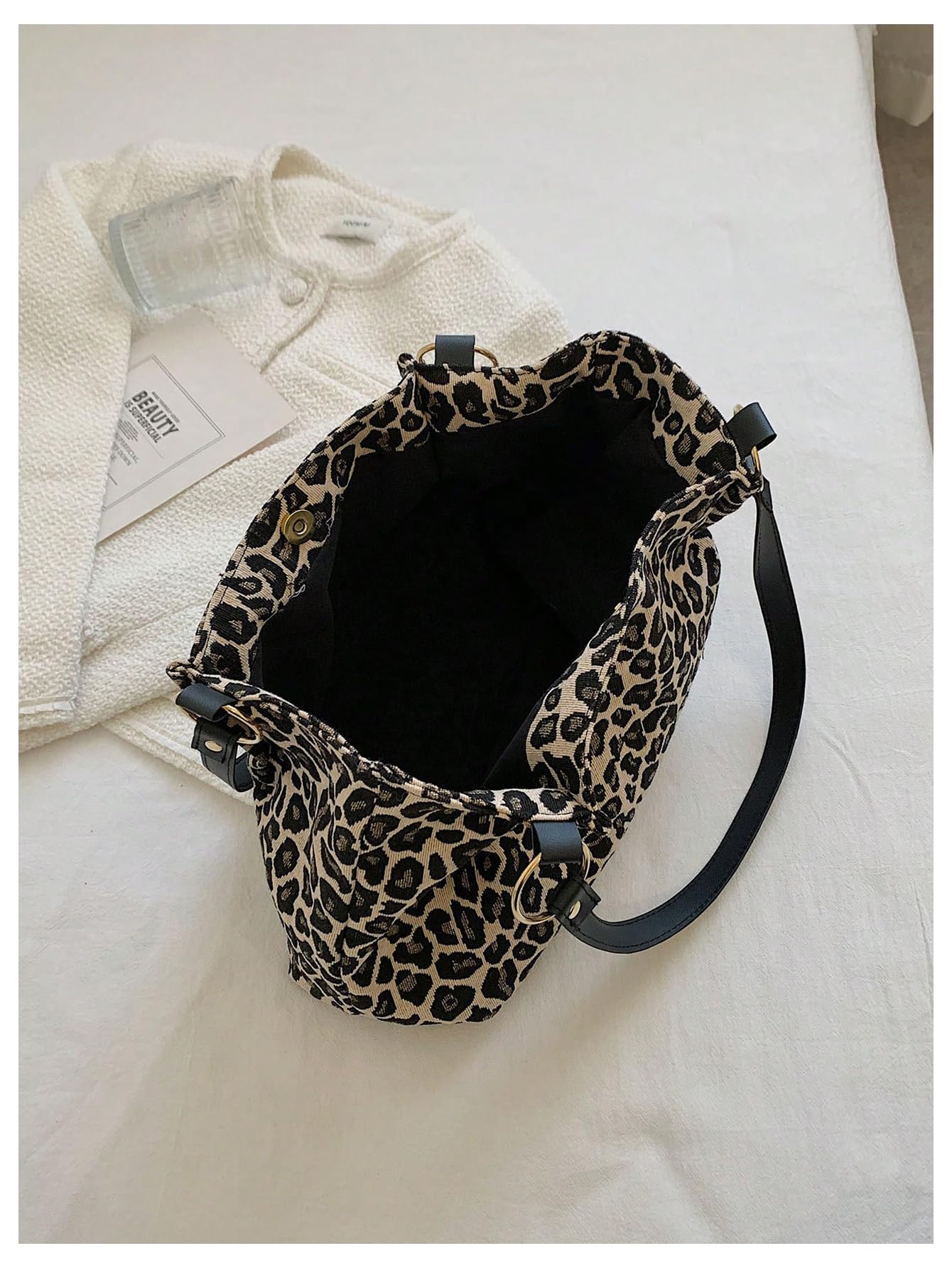 Leopard Print Large Shoulder Tote Bag - Image 3