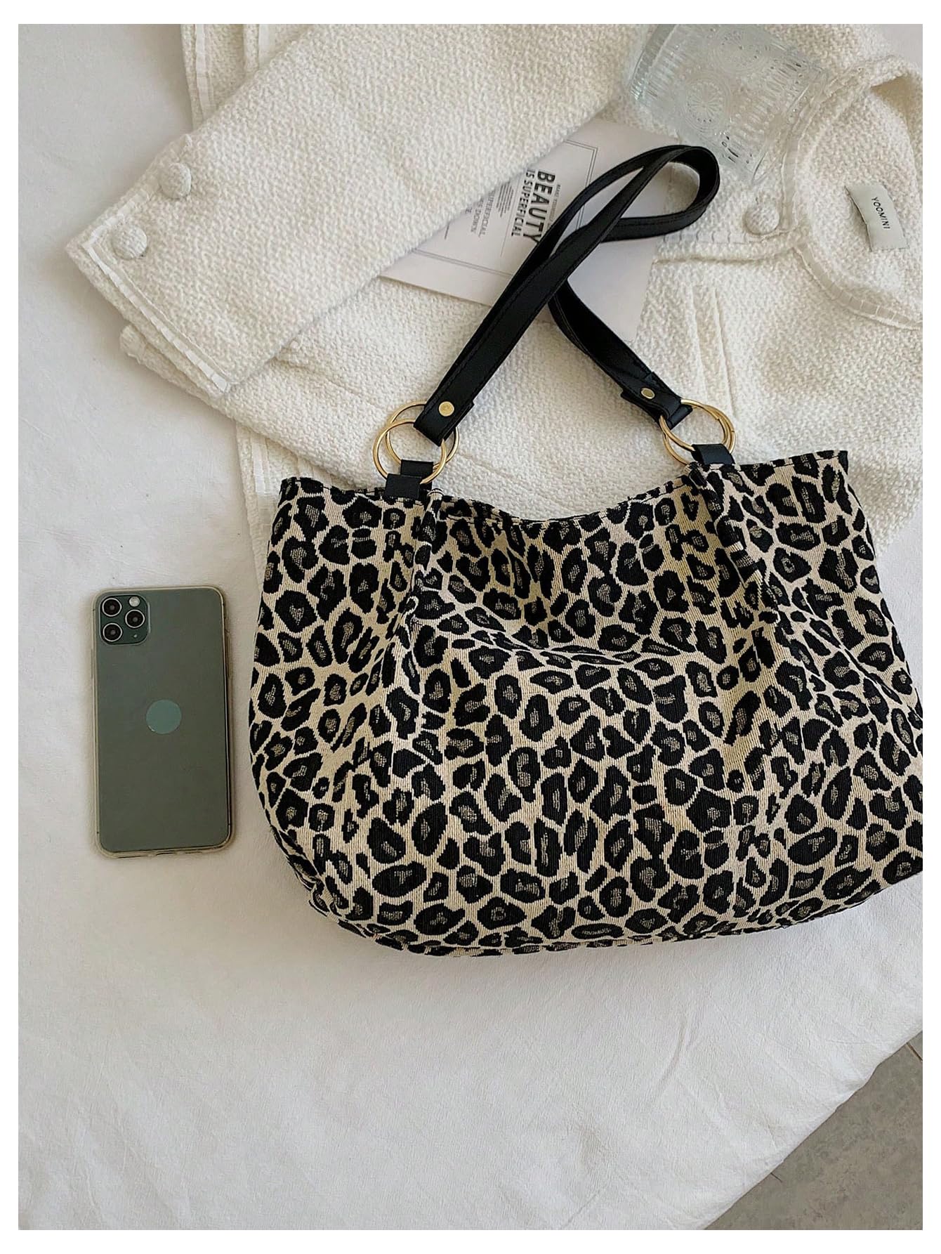 Leopard Print Large Shoulder Tote Bag - Image 5