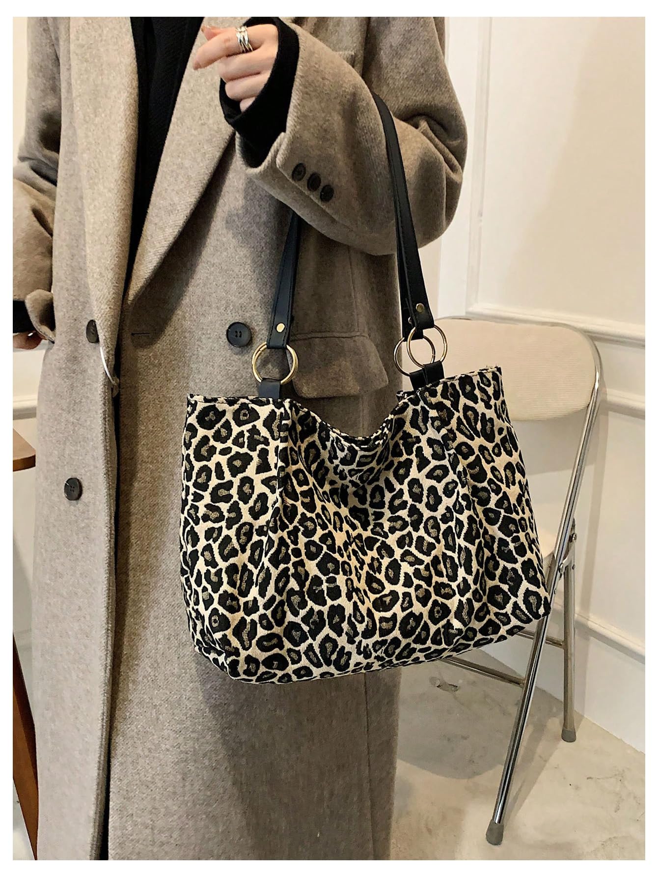 Leopard Print Large Shoulder Tote Bag - Image 2