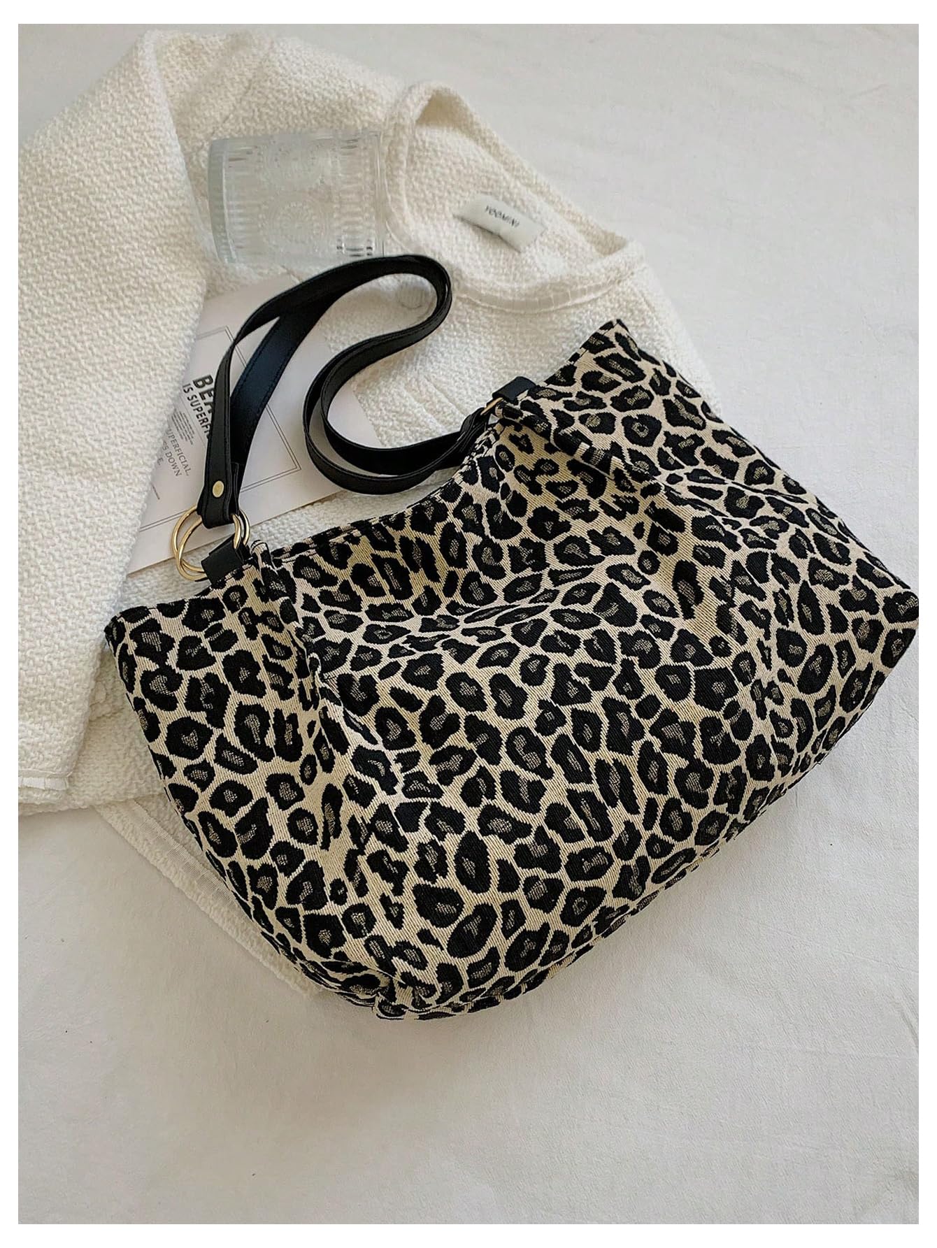 Leopard Print Large Shoulder Tote Bag - Image 6